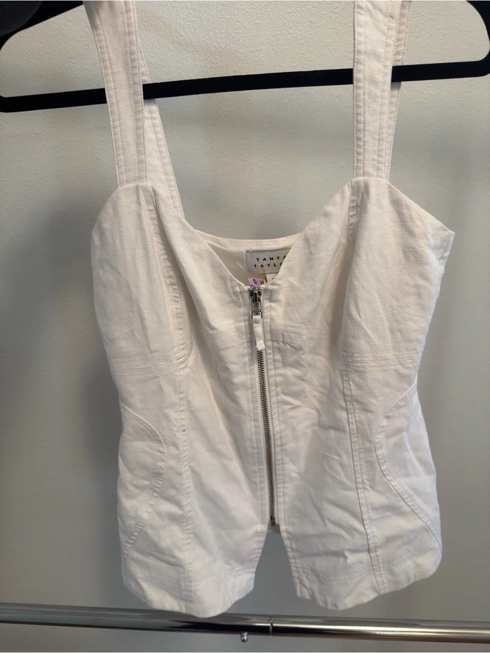 Tanya Taylor White Front Zip Women's Top - Picture 2 of 2
